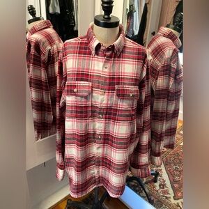 Mitt & Grand Women’s Red/Maroon/Pink & Cream Plaid Flannel Shirt, Size Medium